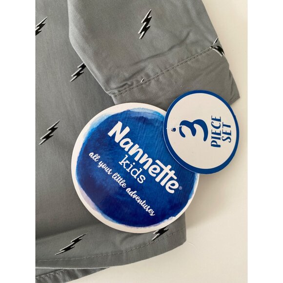 Boys Red Puffer Vest Lightning Patches Black Pant Gray Shirt  Print 3-Piece New - Picture 11 of 16